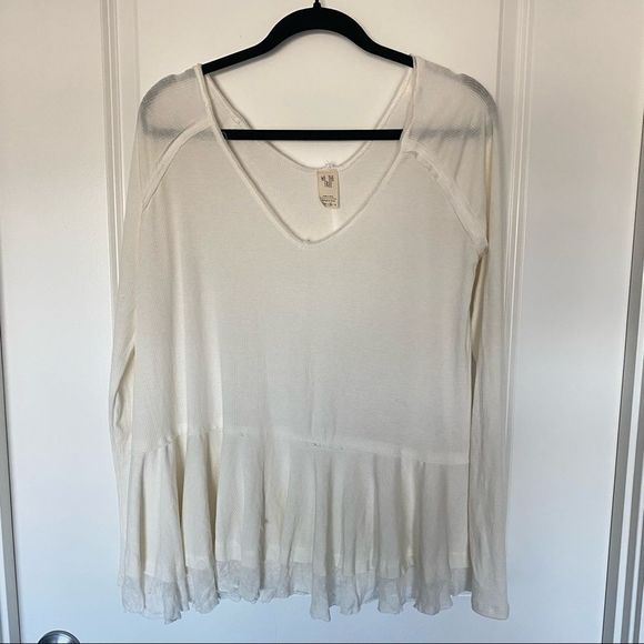 NWOT Free People Tangerine Long Sleeve Tee - White SIZE M - Picture 6 of 9